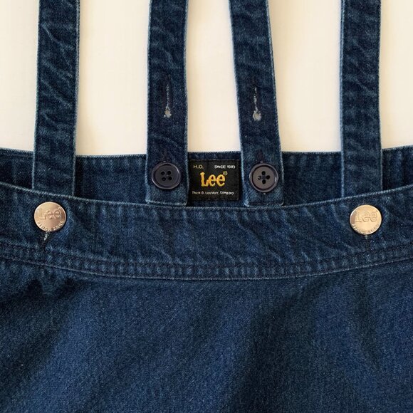 Lee Denim Jean Short Skirt Suspender Overalls Prep Western Coastal Cowgirl Boho - Picture 4 of 13